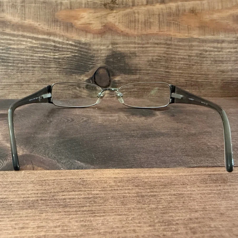 Chanel Eyeglass FRAME ONLY Gunmetal Brown Crystal Pearl CC Logo 50-16-135
